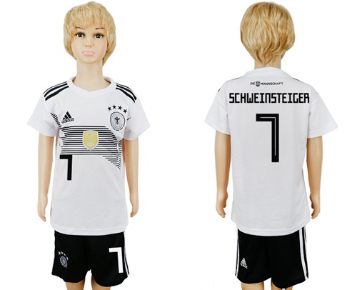 Germany #7 Schweinsteiger White Home Kid Soccer Country Jersey